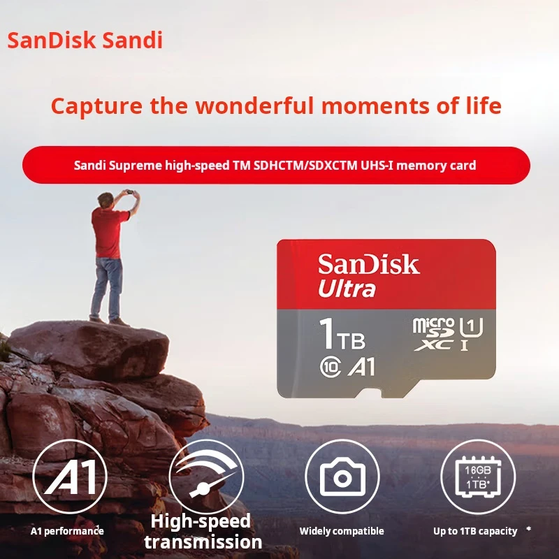 

Карта памяти SanDisk TF (MicroSD), 1 ТБ, A1 U1 C10, высокоскоростная карта памяти, скорость чтения, 150 МБ/с, совместимость с несколькими устройствами