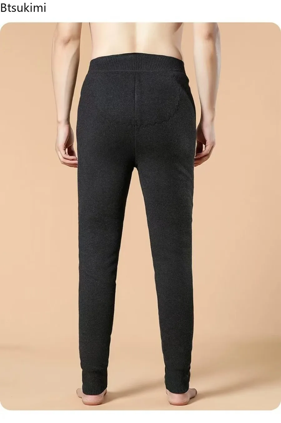 Middle Aged Men Women Winter Sherpa Thick Thermal Pants High Waist Elastic Skinny Base Layer Trousers Cold Resistant Long Johns