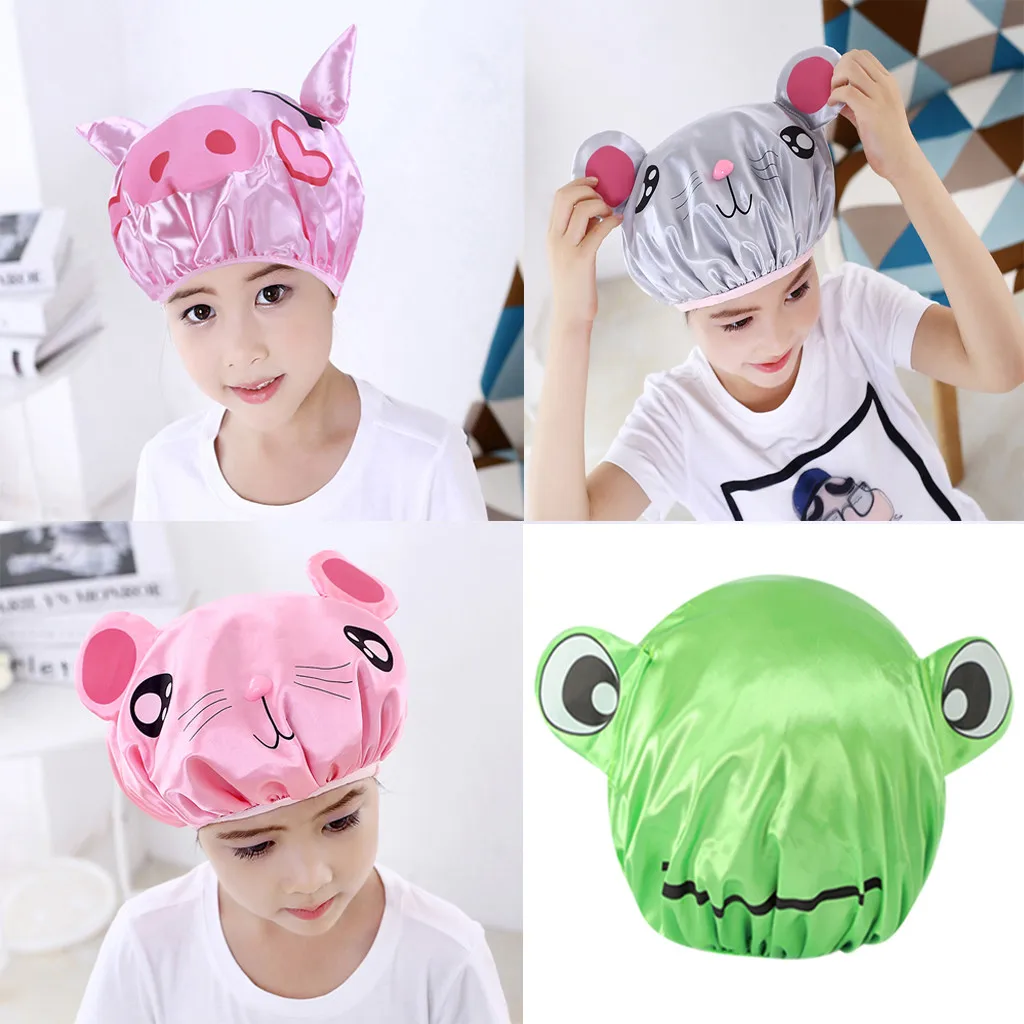 Double-layer Children Cartoon Waterproof Shower Cap Cute Baby Bath Cap