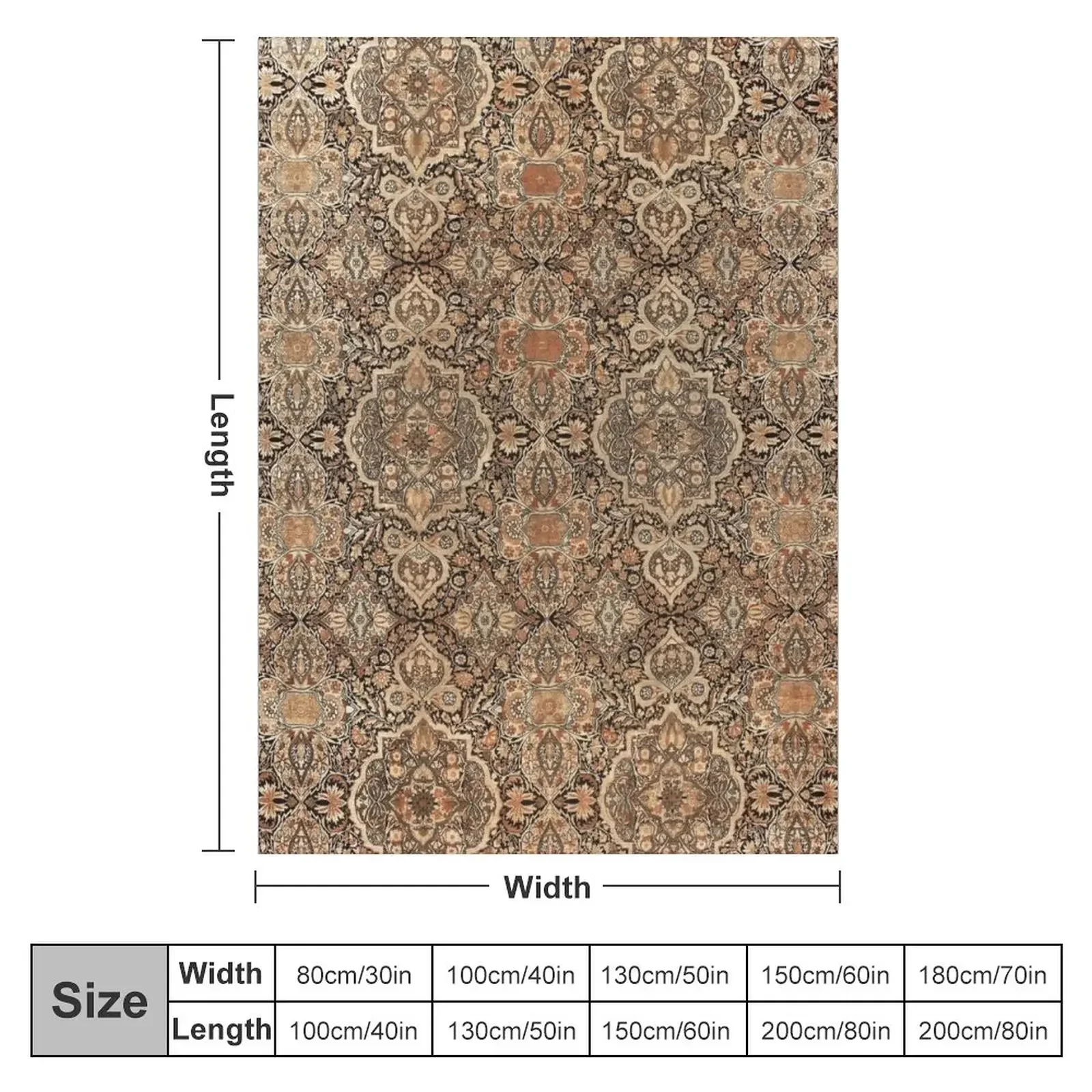 Antique Persian Kirman Rug Print Throw Blanket Bed Fashionable Bed Fashion Sofas Blankets