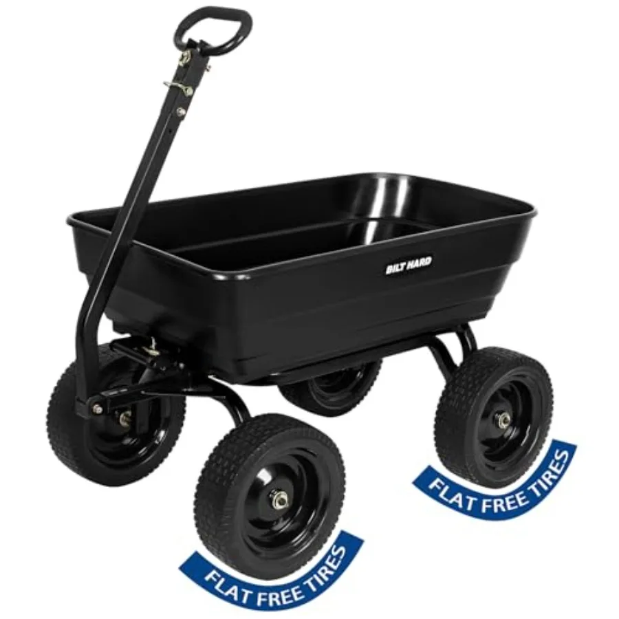 7 Cu Feet Poly Garden Dump Cart 1200 lbs with No Flat Tires, Quick Release, 2-in-1 Convertible Handle, Dump Wagon Heavy Duty fo