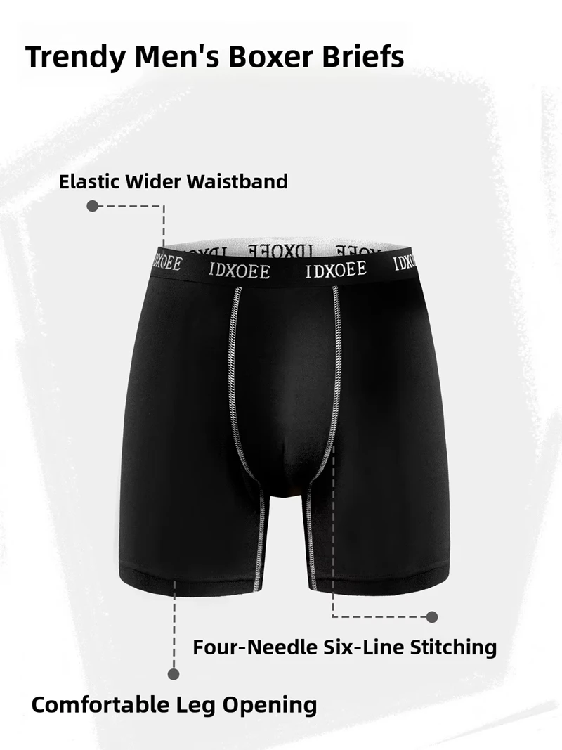 Men's Sports Breathable Mid Length Shorts Antibacterial Boxer Shorts Summer Sports Underwear Comfortable Mid-Waist Elastic Short