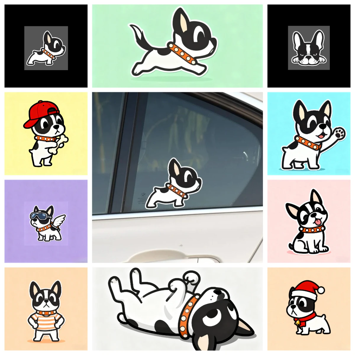 

French Bulldog Car Sticker Vinyl Decal Waterproof Funny Animal Car Laptop Window Bumper Motorbike Stickers Scratch Cover