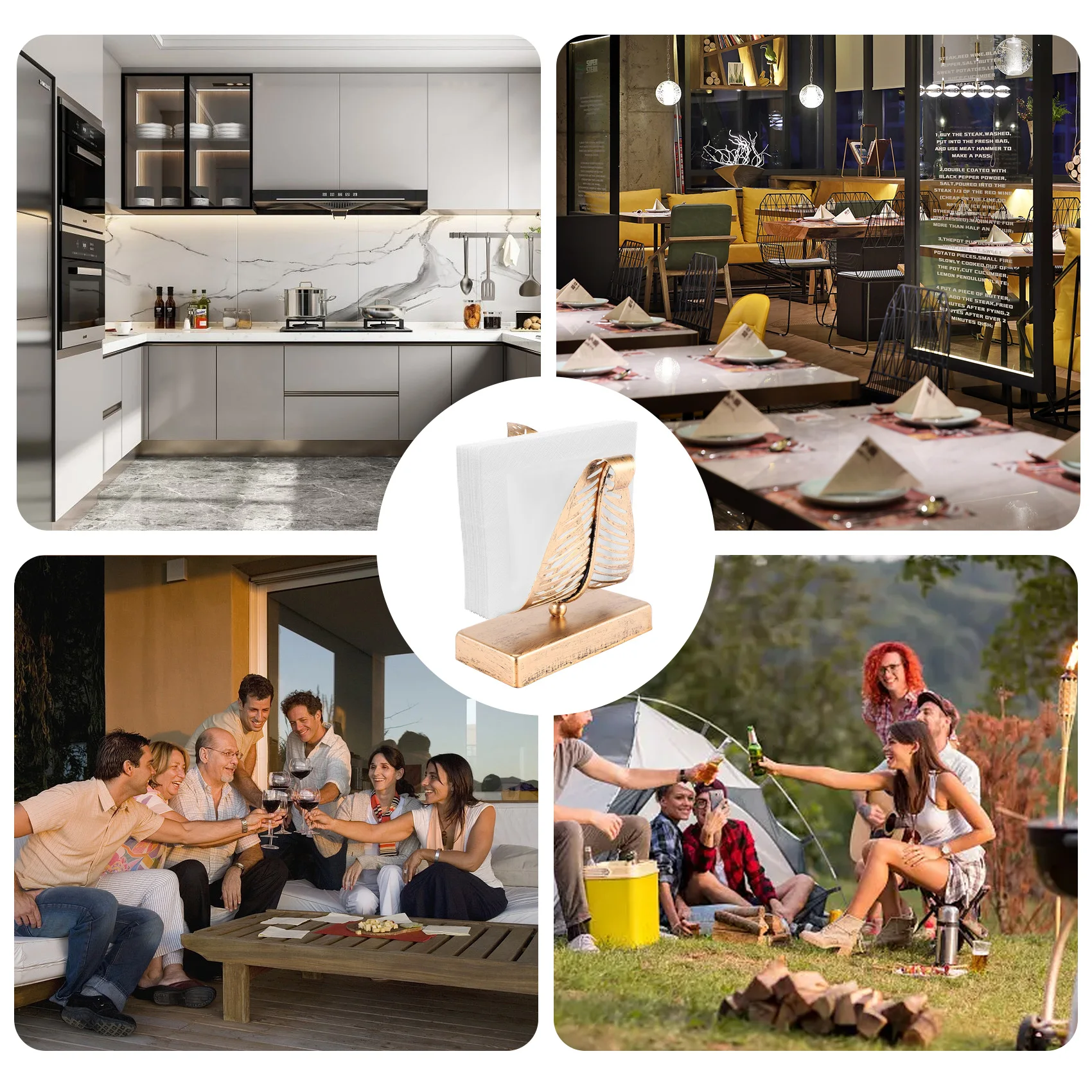 

VEHO-Freestanding Modern Napkin Holder With Leaf Design, Desktop Paper Towel Dispenser, Napkin Storage Storage Box