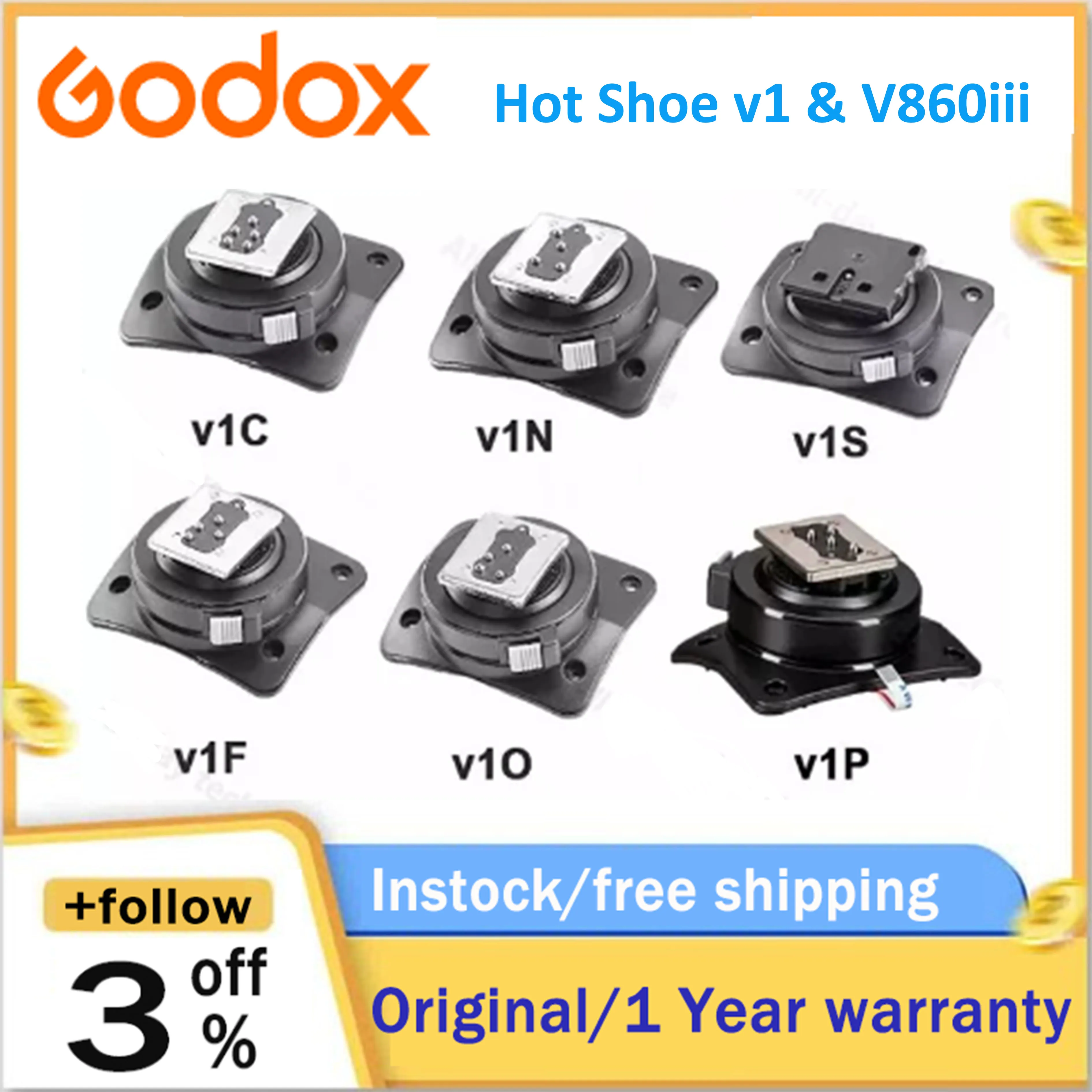 Godox V1&V860iii Flash Hot Shoe Replace Accessories compatible Speedlite V1C V1N V1S V1F V1O V1P forCanon Nikon Sony Pentax DSLR