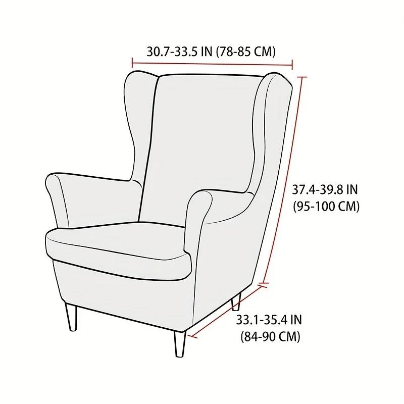 1 Set Jacquard Wing Chair Covers Elastic Single Wing Back Sofa Cover All Inclusive with Seat Cushion Cover for Living Room