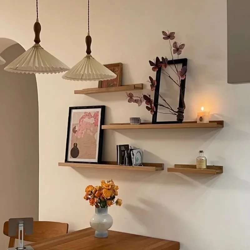 Wall Shelf Solid Wood Display Shelf Laminate Bedroom Decorative Shelf