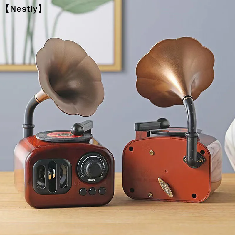 Classical Music Box Retro Phonograph Music Box Decoration Ornament Musical Box Table Desk Decoration Valentine's Day Gifts〔Nest〕