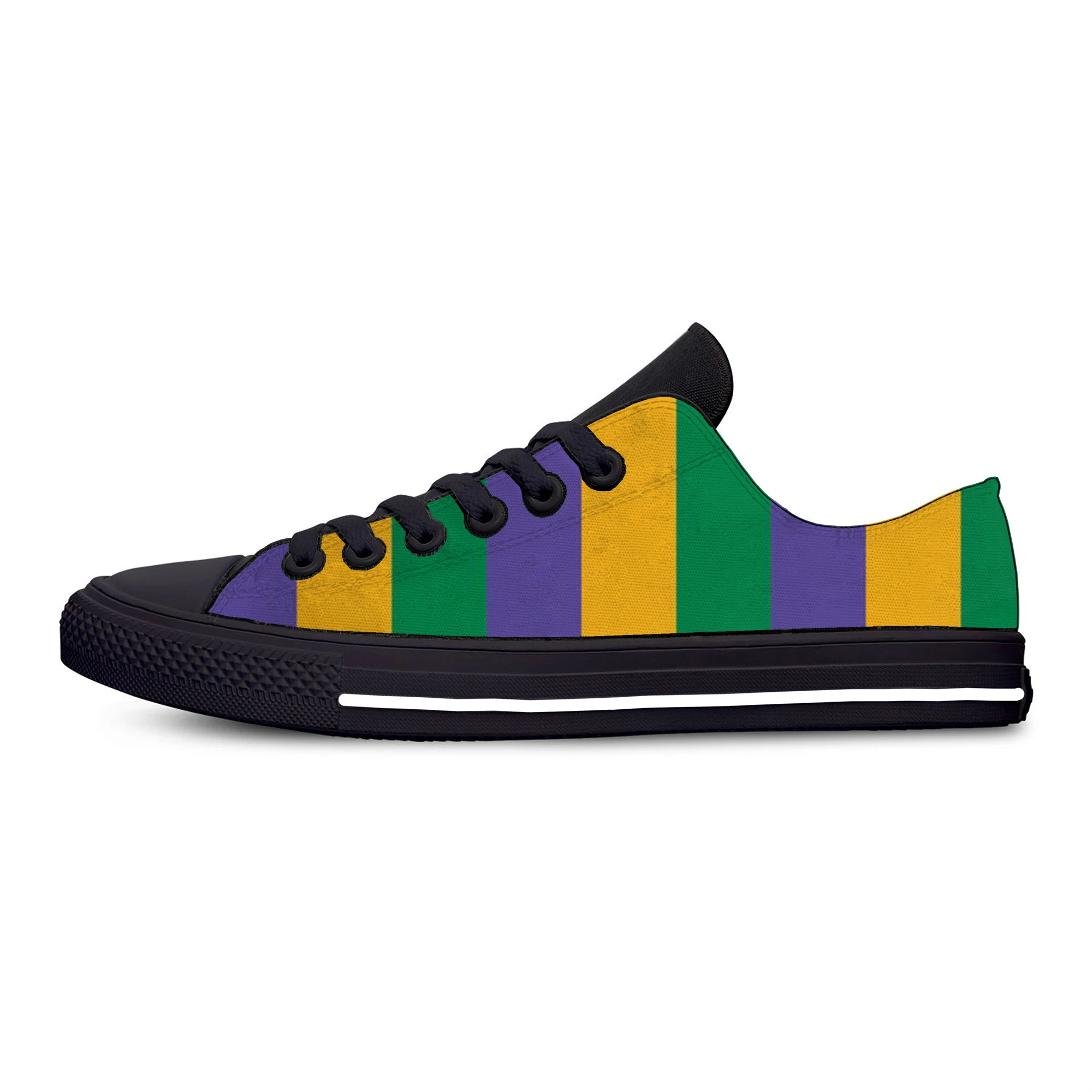 Summer Mardi Gras Stripe Pattern Fashion Classic Casual Shoes Breathable Men Women Hot Sneakers Low Top Lightweight Board Shoes