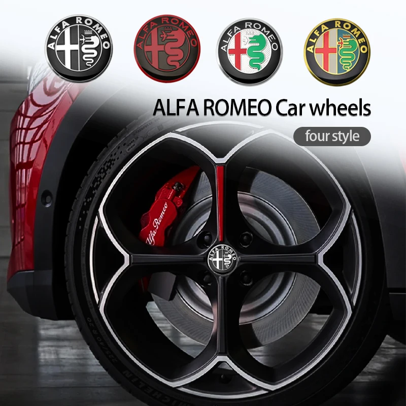 56mm Car Wheel Hub Center Hub Caps Aluminum Metal Logo Stickers Badge Emblem Decoration Decal For Alfa Romeo Sportiva Giulia 156