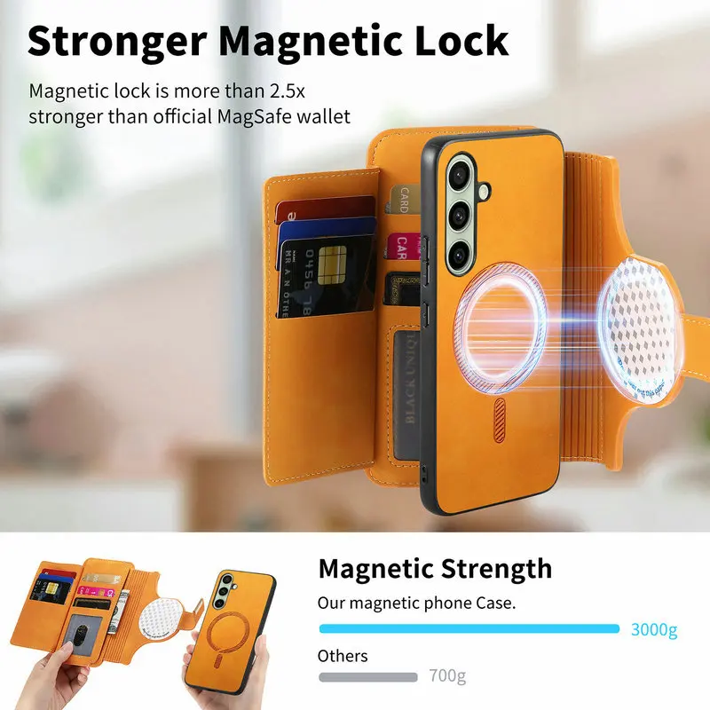 

Leather Zipper 2IN1 Detachable Wallet Coque for Samsung Galaxy S25 Ultra 5G Magnetic Case Phone S24 FE S23 Plus S 25 Edge Cover