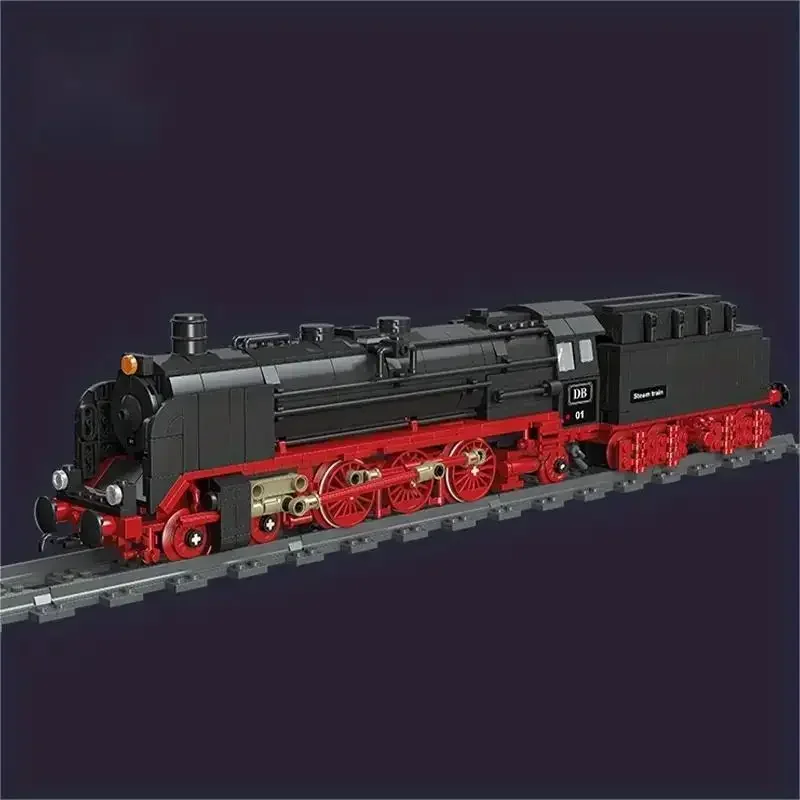 1173 قطعة قطار البخار الإبداعي الرجعية اللبنات مدينة السكك الحديدية المسار قطار تجميع الطوب سطح المكتب الديكور هدايا الأطفال