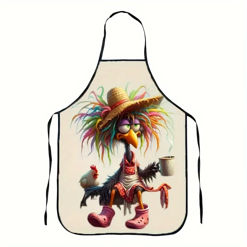 Creative Graphic Print Apron Waterproof Kitchen Cooking Bib for Men Women Fashionable Household Grilling Cover