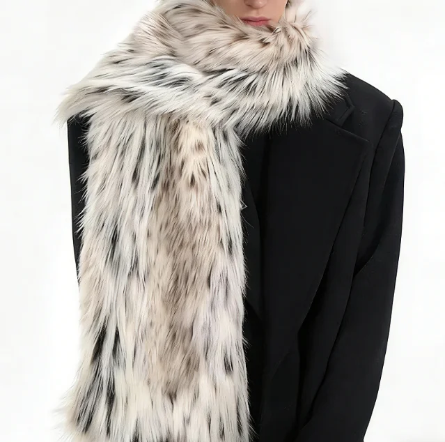 

Autumn Winter Luxury Brands High Quality Designer Colorful Thick Warm Long Hairy Faux Fur Scarf Unisex Fur Shawl