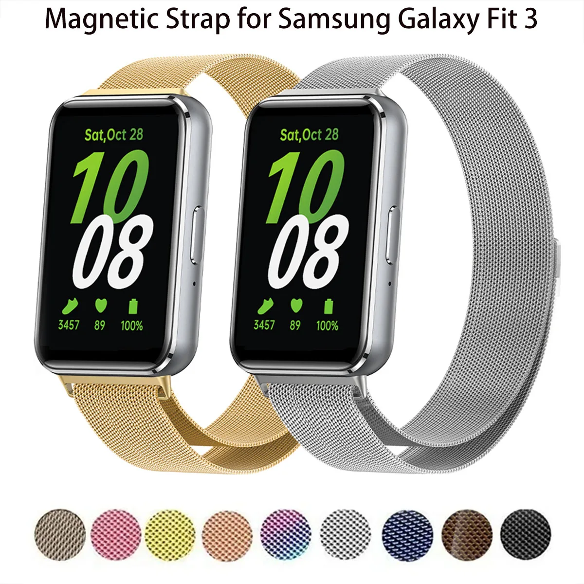 Stainless Steel Strap For Samsung Galaxy Fit 3 Smart Watch Band Milanese Loop Magnetic Bracelet Wristband Fit3 Wrist Case