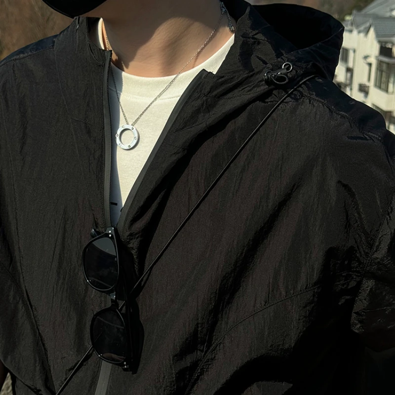 Oversized Invisible Zipper Hoodie Jacket, Sunscreen Clothing Jacket. Summer Men's Top.Outdoor, Casual, Camping Workwear.