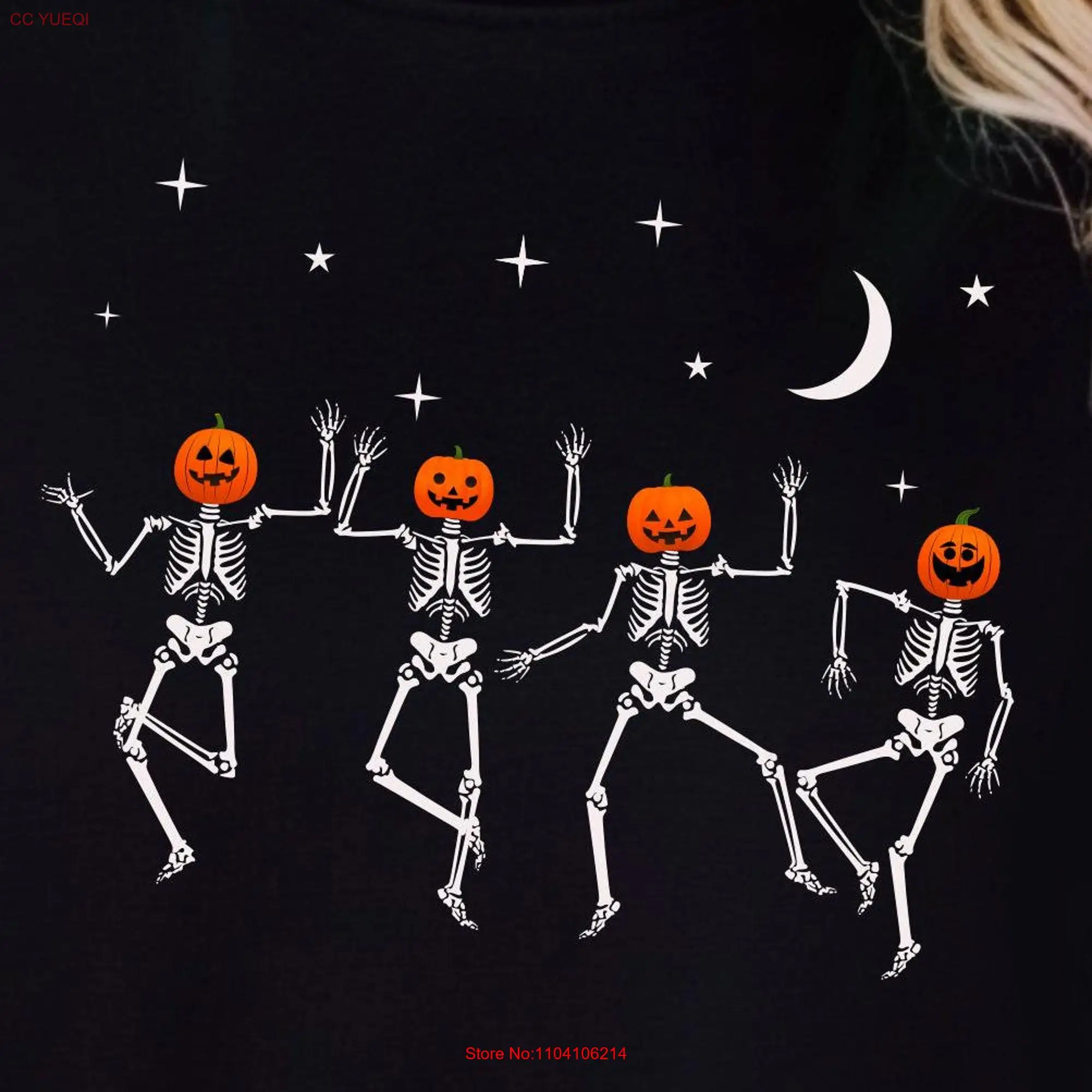 Spooky Season Halloween Dancing Skeleton T Shirt Pumpkin SweaT TD1314 long or short sleeves