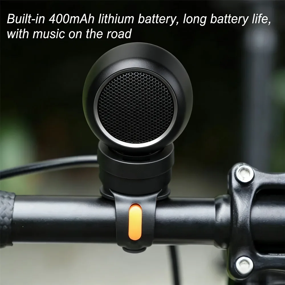 

Bluetooth Subwoofer Bicycle Bell Loud Sound Portable Type‑C Charging For Cycling Camping Black