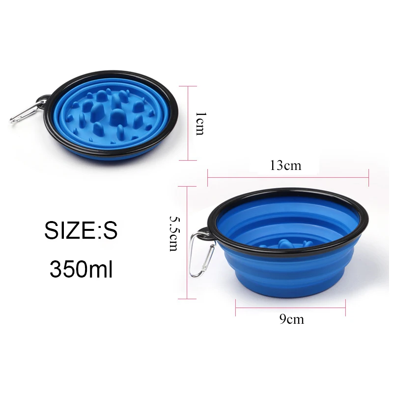 Portable Puppy Dog Bowl Pet Collapsible Slow Feeding Bowl Feeding/Regular Bowl BPA Free Foldable Cup Dish for Dogs Cat Drop