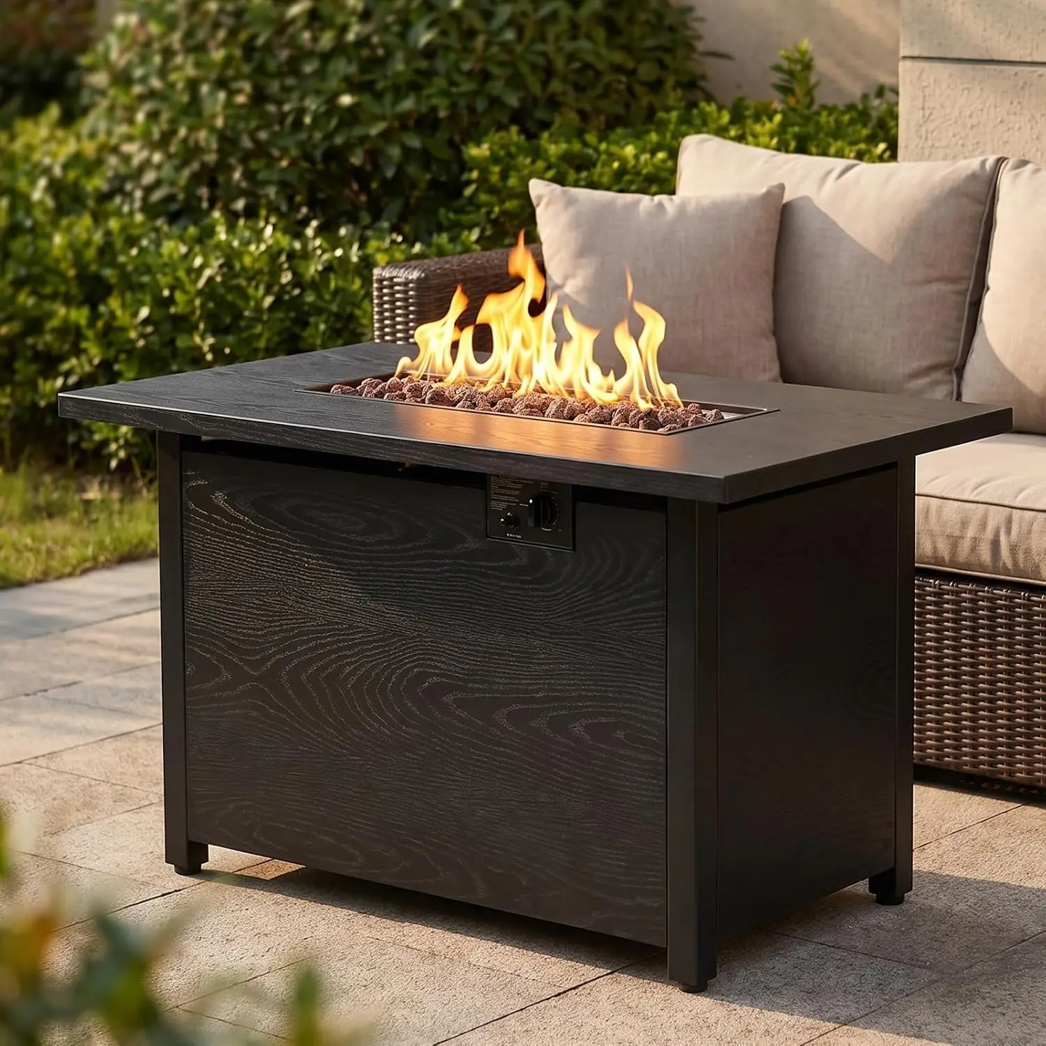 42in Propane Fire Pit Table 50000 BTU Rectangle Metal Frame Outdoor Patio Yard Balcony 3-in-1, Customized