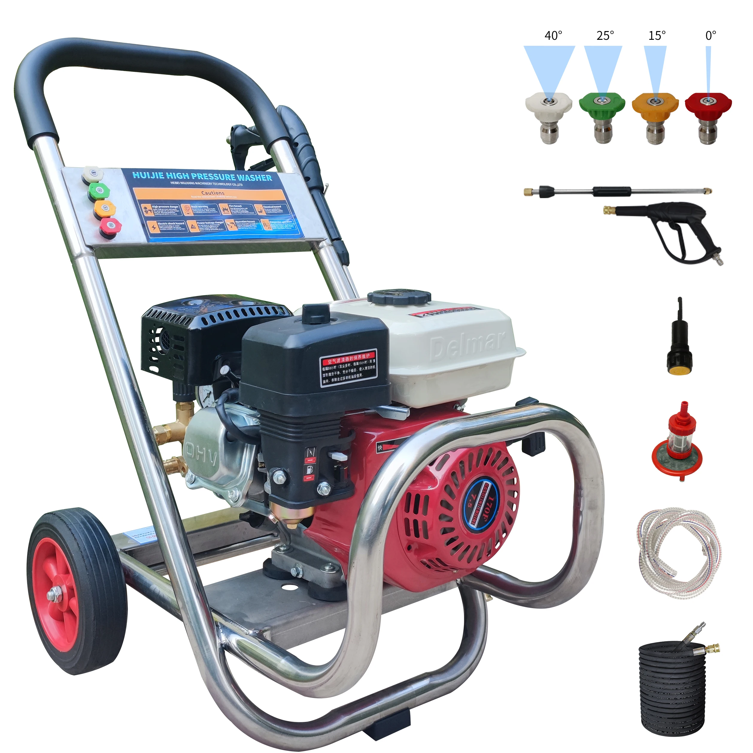 

7.5HP household family gasoline powered high pressure washer house wash deck courtyard car ship wash mobile high pressure washer