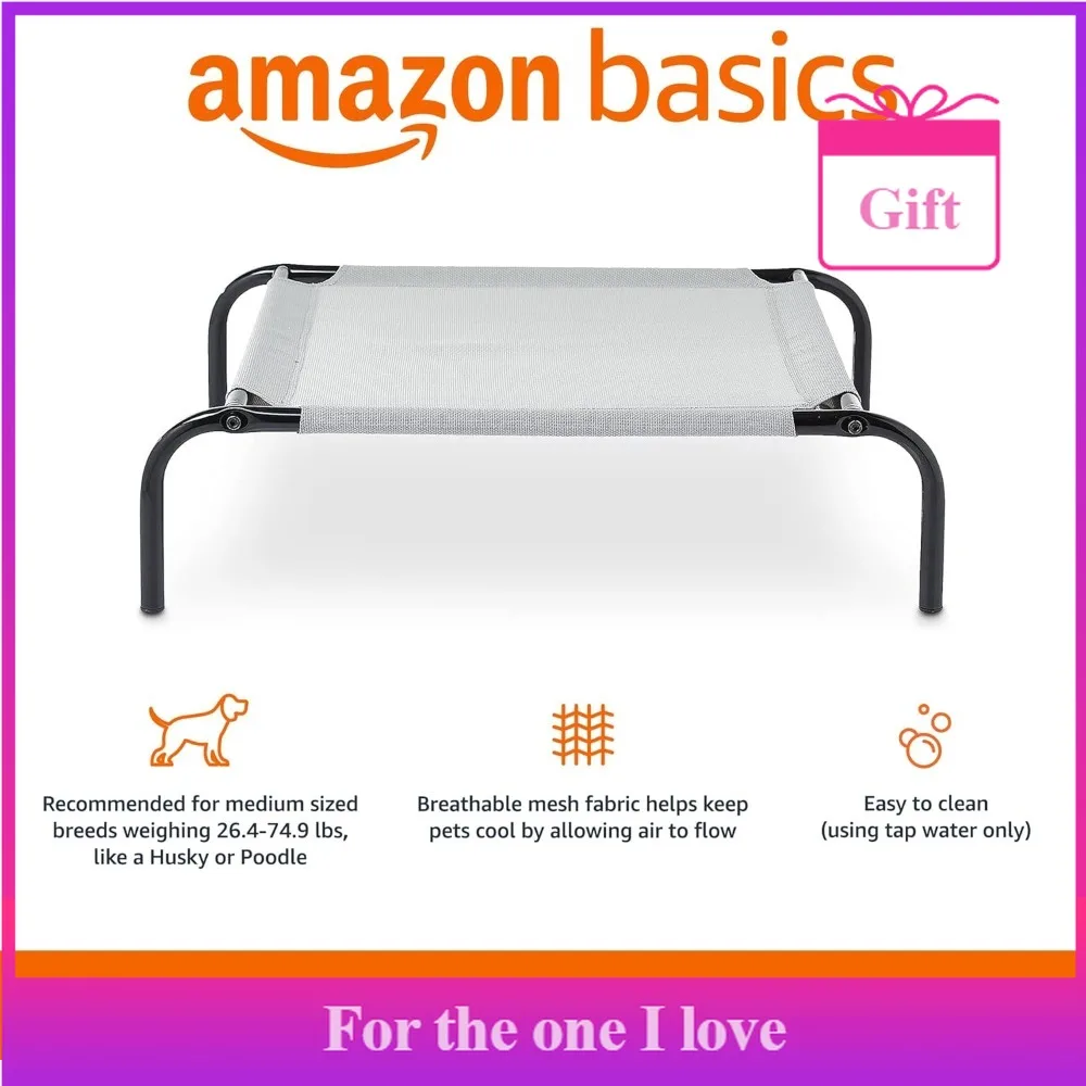 

Dog Bed with Durable Metal Frame, Medium Size, 43 X 26 X 7.5 Inches, Breathable and Cool Bunk Dog Bed