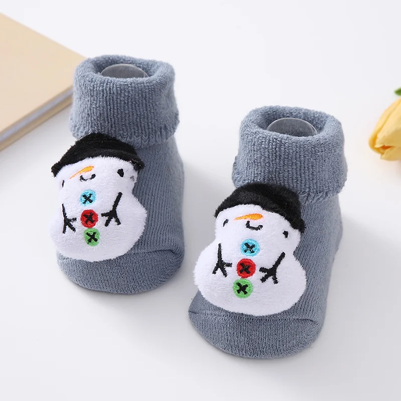 Calcetines cortos de algodón con dibujos animados para bebé, medias cálidas para recién nacidos, accesorios de ropa de Navidad, Invierno