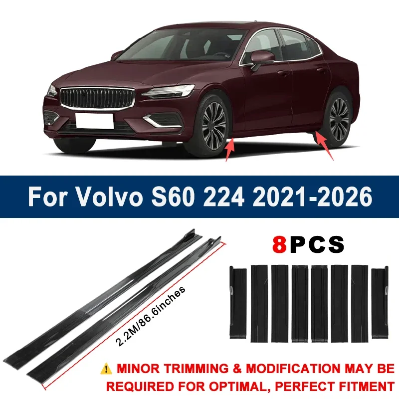 

Aerodynamic 2.2m Sectional Side Skirt Extension Lips Racing Side Spoiler For Volvo S60 224 2021-2026 2022 2023 Sport Upgrade Kit