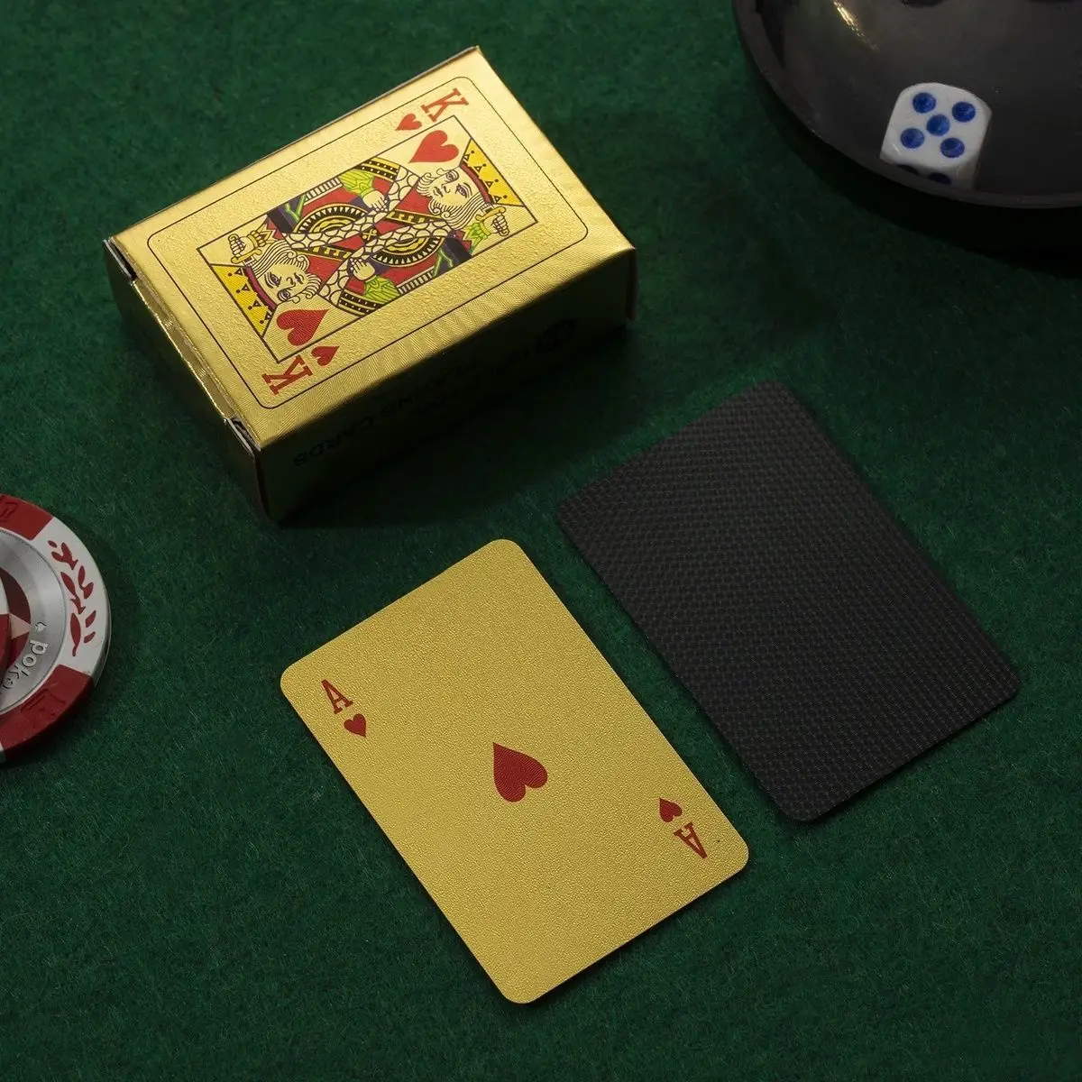 3*5 cm Washable Durable Party Playing Cards Gold Foil 24K Poker Plastic PVC Mini Labels Supplies for Gaming Festive Friends