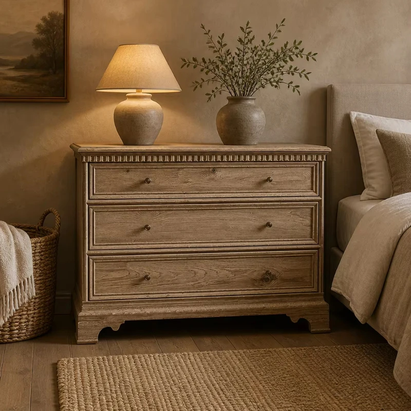 New Design Modern Luxury Manor Style Handcrafted Wood Three Drawer Cabinets Premium Bedroom and Living Room Lockers