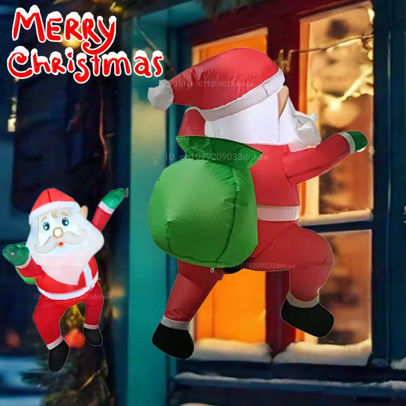 

Рождественское Надувное окошко для скалолазания, Подарочный мешок Санта-Клауса, встроенное семейное освещение, рождественское окно, праздничное украшение, реквизит