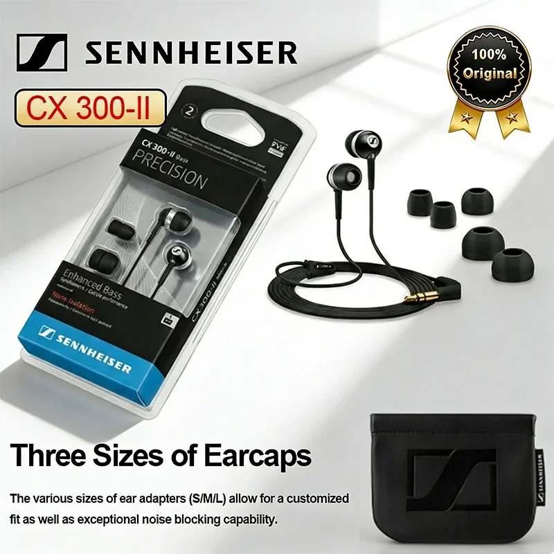 

Проводные наушники-вкладыши Sennheiser CX300II с высоким качеством звука и высоким разрешением, совместимые с компьютерами и мобильными телефонами