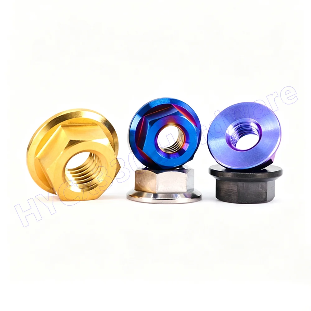 TC4 Titanium Alloy Flange Nut Motorcycle Modified Lightweight Anti-rust Fastener M5 M6 M8 M10 M12 Bolt