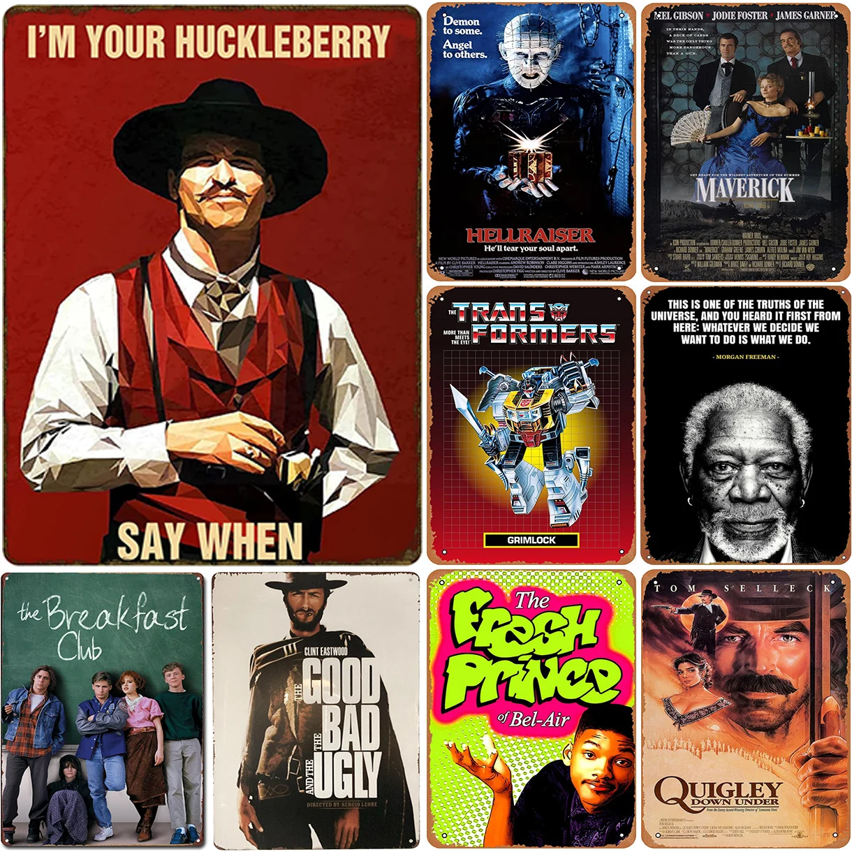 Classic Movie Metal Tin Signs Vintage Wall Art Maverick Breakfast Club Movie Posters for Man Cave Cafe Bars Pubs Film Decor sign