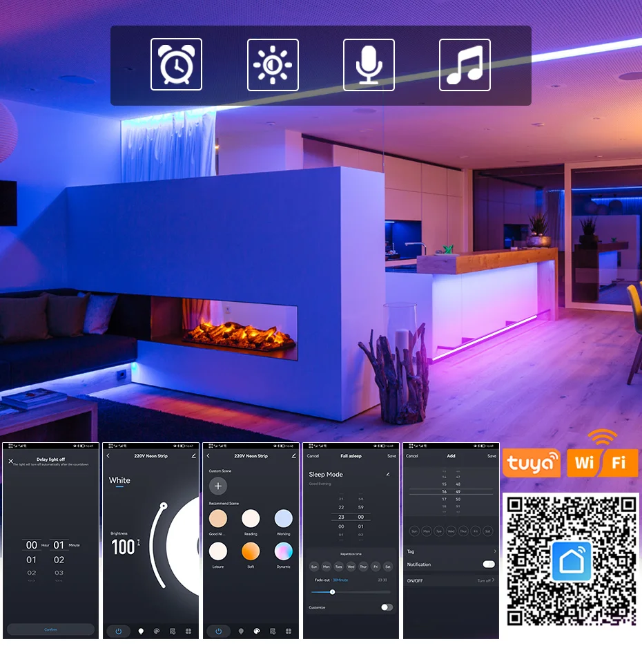 Tuya Smart WiFi LED Strip Controller EU Dimmable 2Pin 220V Neon Light Bluetooth Controller 750W 1500W With Remote Control