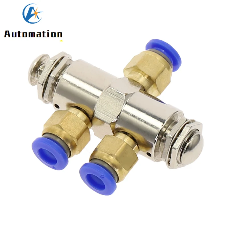 Válvula de escape de 2 posiciones y 5 vías con rosca M5, interruptor de botón de doble cabezal TAC-4PP, válvula mecánica neumática con accesorios