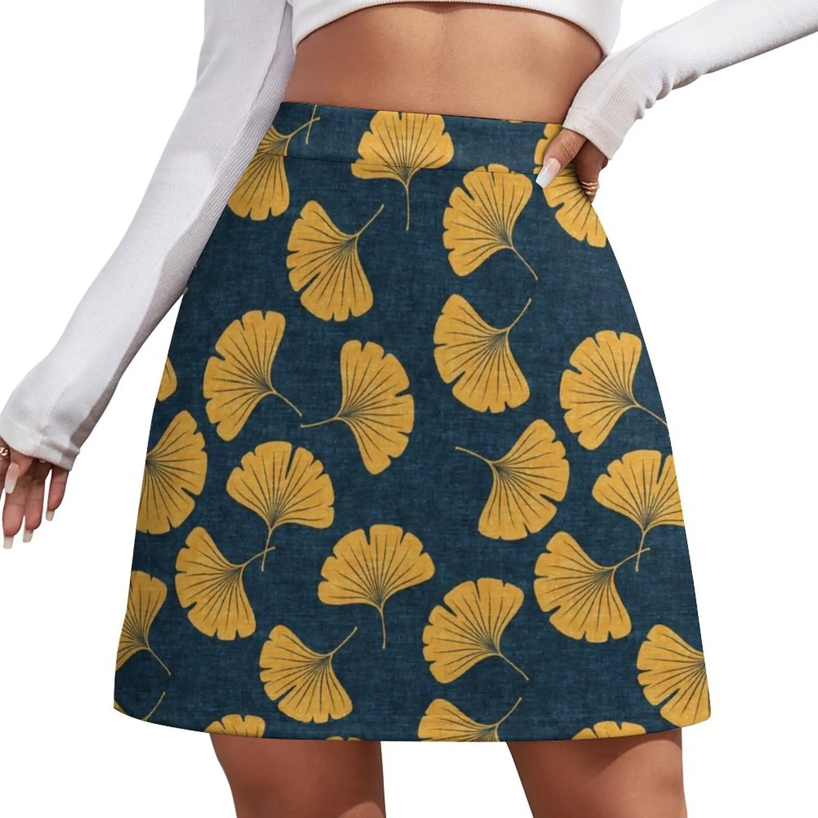 

Ginkgo biloba - gingko leaves - blue Mini Skirt skirts for woman Womens dresses skirt sets kawaii skirt Mini