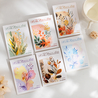 6pcs Large size Watercolor Plant Flowers PET Stickers Adhesive Diy Scrapbooking Diary Scrapbooking Collage material Scrapbooking