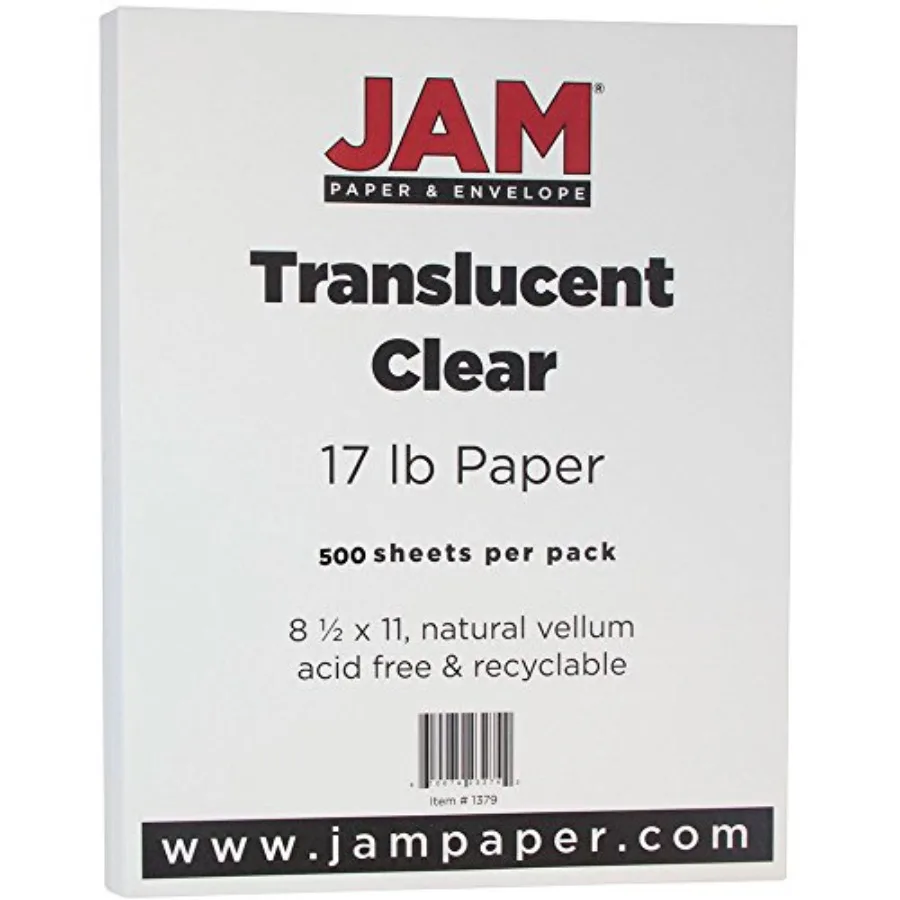 

Прозрачная бумага Vellum 17lb, 62 г/м², 8,5 x 11 дюймов, 500 листов в пачке