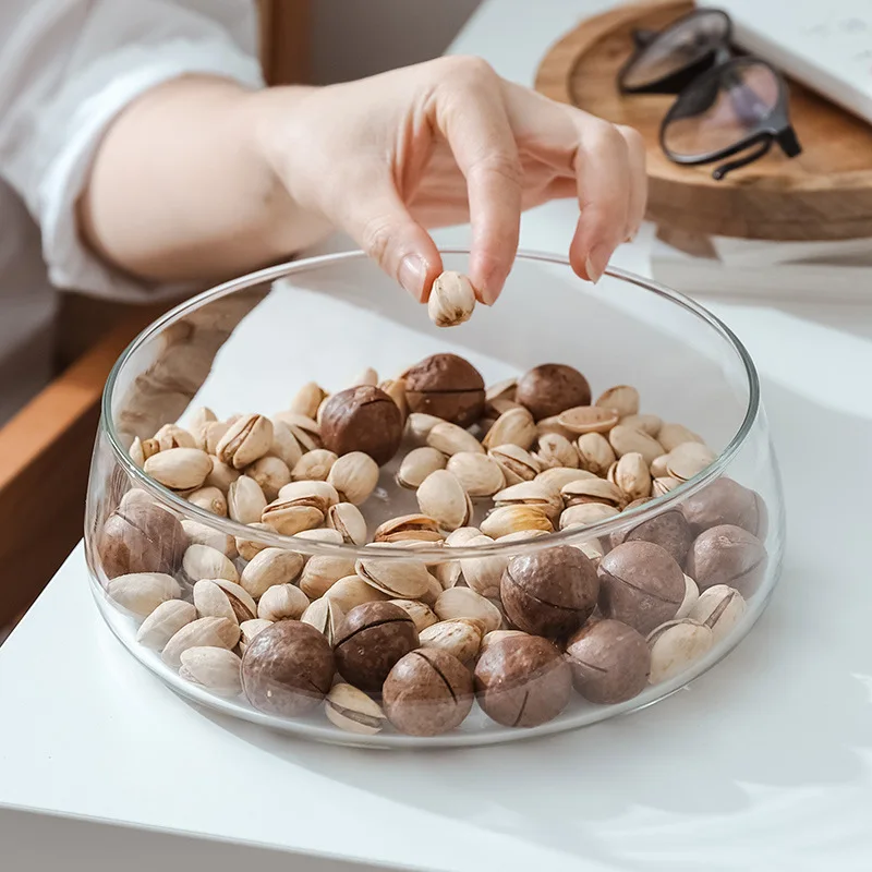 

Acacia Wood Nut and Fruit Bowl with Double-Layer Glass Sealed Jars with Cap: Ideal Storage for Candies, Fruits, and Home Storage