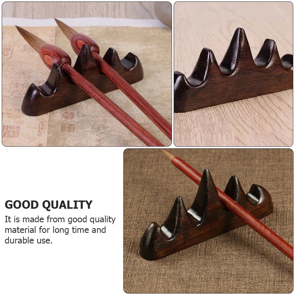 

Pen Holder Solid Wood Calligraphy Brush Rack Writing Shelf Desk Organizer Ink Rest Stand Pen Rack Multi-functional