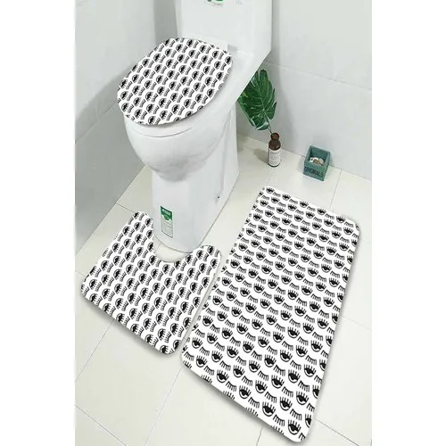 Inca Carpet Antibacterial Washable Non-Slip Dot Sole 3'lü Toilet Seat Pad (60CM x 100CM - 55CM x 60CM - 47CM x 50CM) İNKZ6067