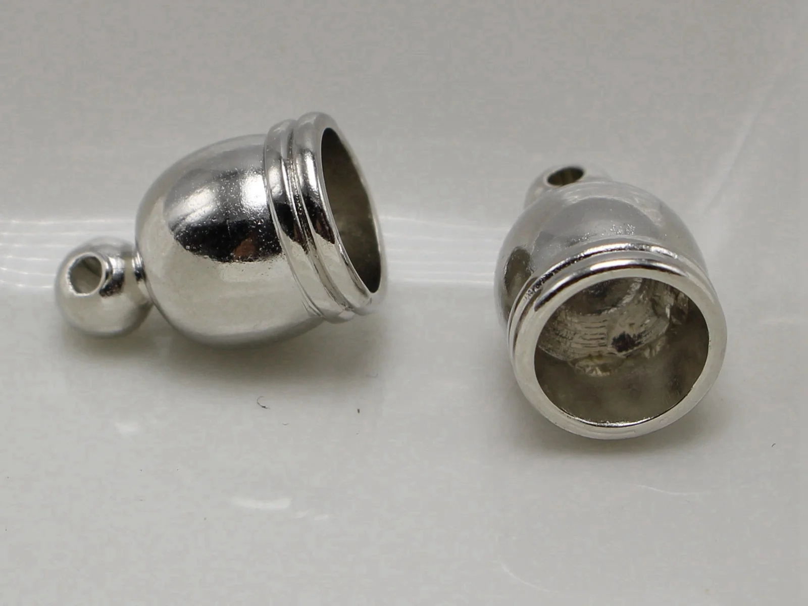 Silver Tone Metallic Acrylic End Bead Caps For 4-10mm Cord Jewelry Finding