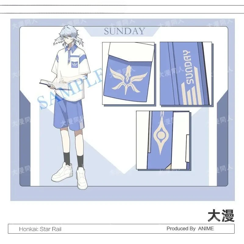 

Anime Gift Game Cosplay Sunday Honkai：Star Rail Costume Casual Collar Short Sleeve T-shirt Summer Tee Tops Shorts Suit Student