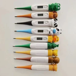 1pc Baby Cartoon Digital Thermometer Oral Armpit Flexible Tip Waterproof Cute Design Frog Cow Rabbit Bear Duck Rabbit Panda Cow