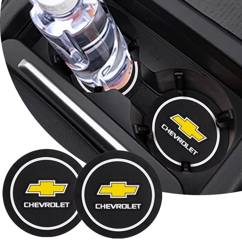 

2PCS Car Coasters Slot Non-Slip Pad Water Cup Holder Mat Accessories for Chevrolet Colorado Cruze Spark Captiva Malibu Trax Aveo