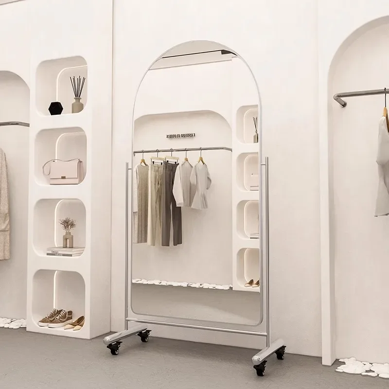 مرآة لكامل الجسم لمتجر الملابس، مرآة متحركة مناسبة للمنزل من الأرض إلى السقف، مرآة صور رفيعة لمشاهير الإنترنت #3