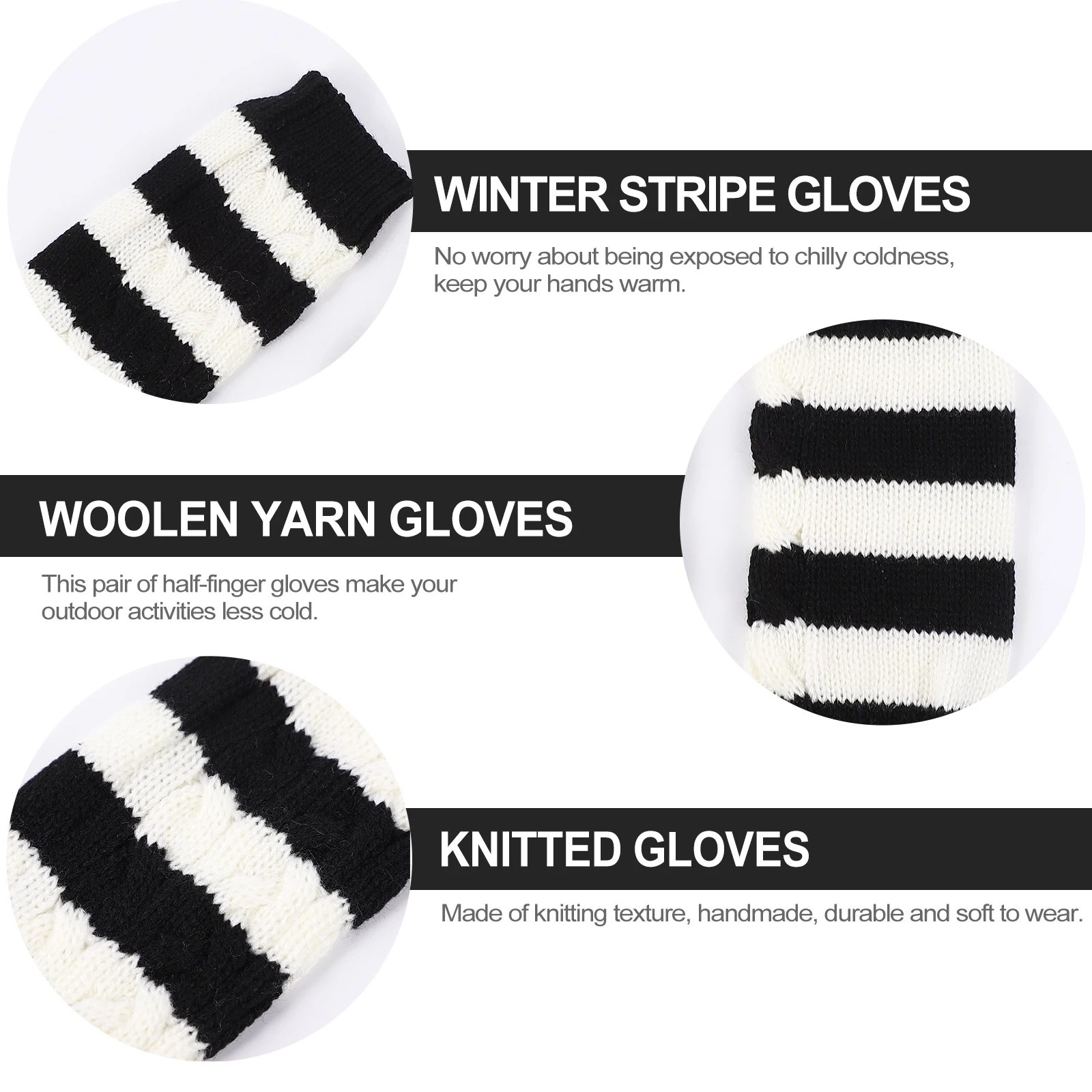 

Half Finger Gloves Warm Winter Knitted Woolen Yarn Cycling Driving Running Golfing Fishing Gardening Mittens Fingerless Wrist