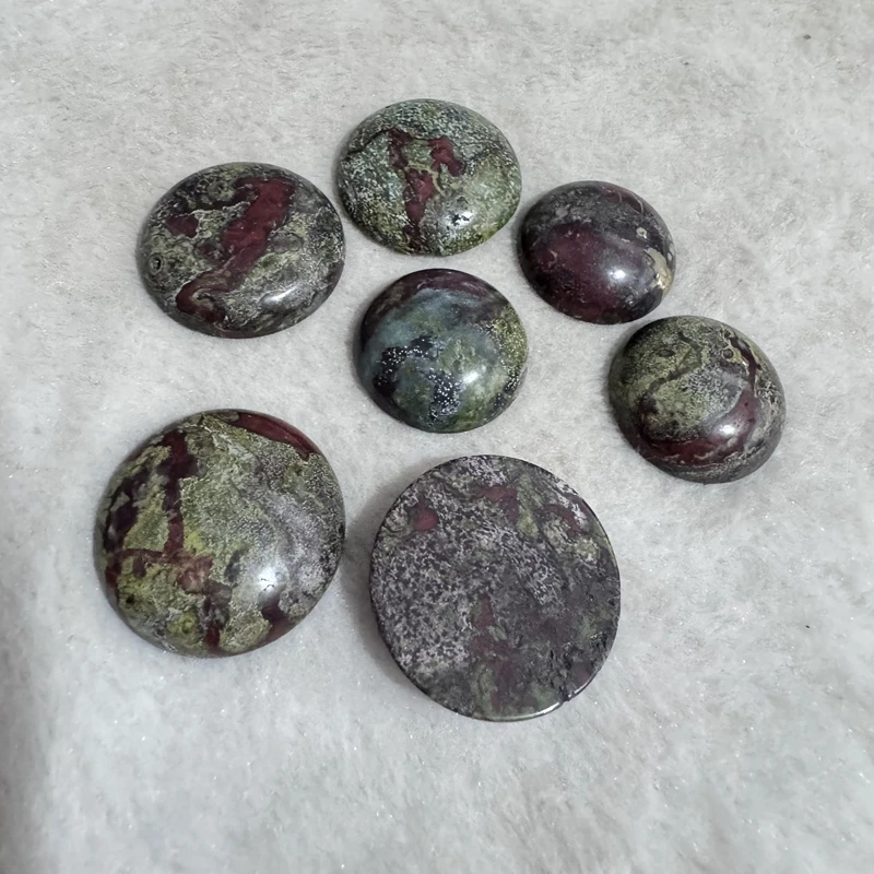 Wholesale 2pcs Natural Blood Stone 25mm 30mm 35mm Round Gemstone Pendant Cabochon Ring Face For Jewelry DIY