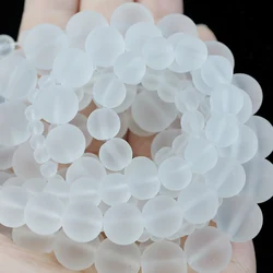 Matte White Glass Bead 4/6/8/10/12mm Round Stone Spacer Loose Spherical Beads For Jewelry DIY Bracelet Earrings Accessories